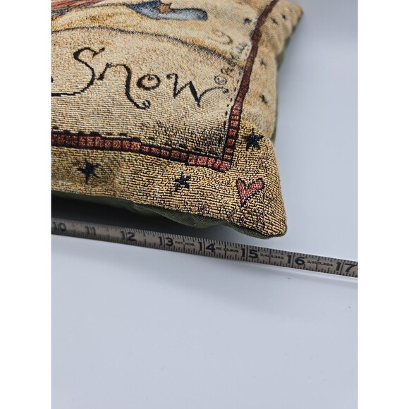 Vintage Snowman Christmas Pillow Dashing Through the Snow Pat Yuille Design 16” - Picture 5 of 6